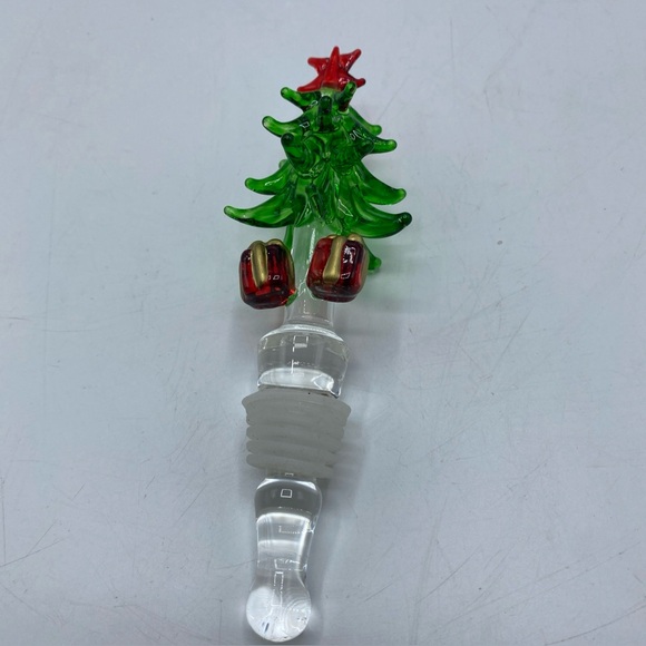 Other - Art Glass Christmas Tree Bottle Stopper Wine Cap Glass Topper Presents Holiday